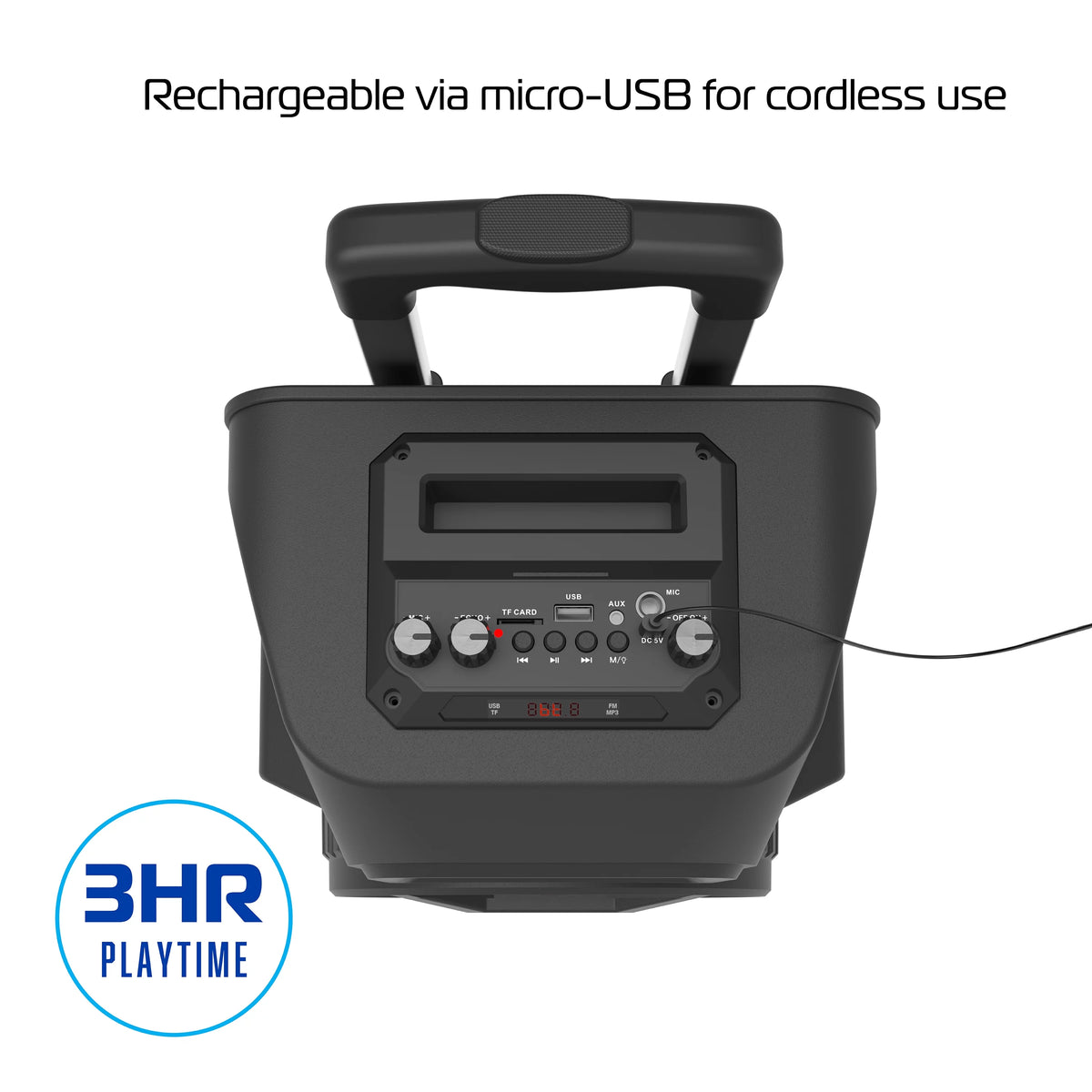 Rechargeable Bluetooth Speaker with 8in. Subwoofer and Microphone L197925