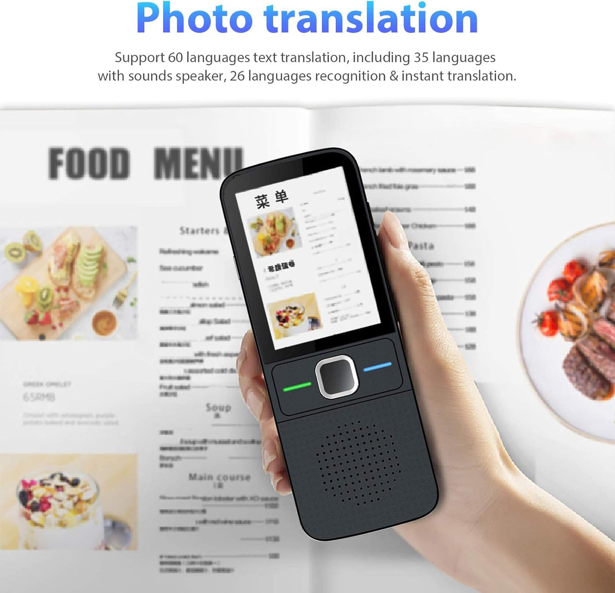 Portable Smart Translator Device Two Way Online 138 Languages Black Pack of 2 A745