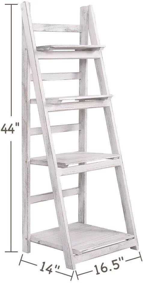 4Tier Wooden Plant Stand Foldable Ladder Shelf G87701