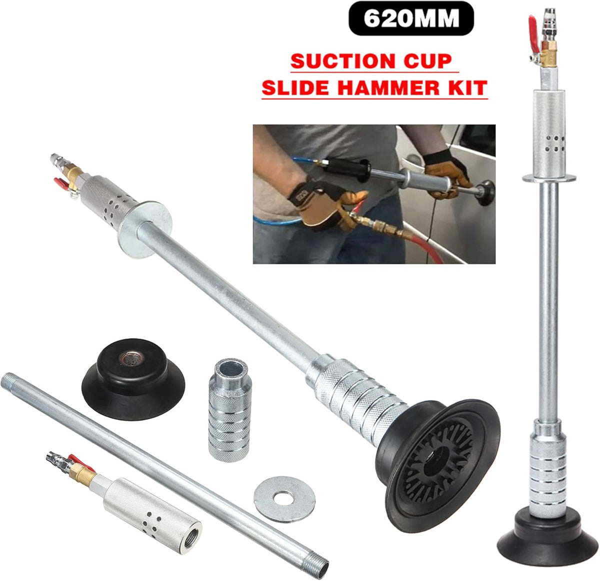 Car Dent Pneumatic Puller Suction Cup Slide Hammer Tool Kit C9488