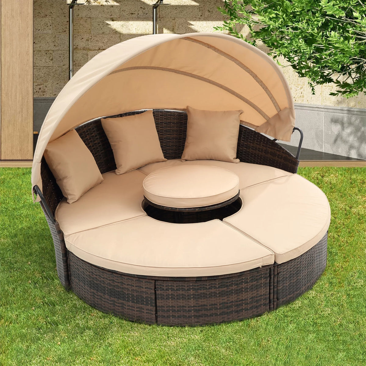 Outdoor Patio Daybed with Retractable Canopy A5538