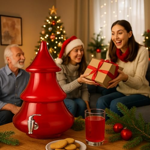 2.1 Gallons Glass Christmas Drink Dispenser with Spigot Z6879