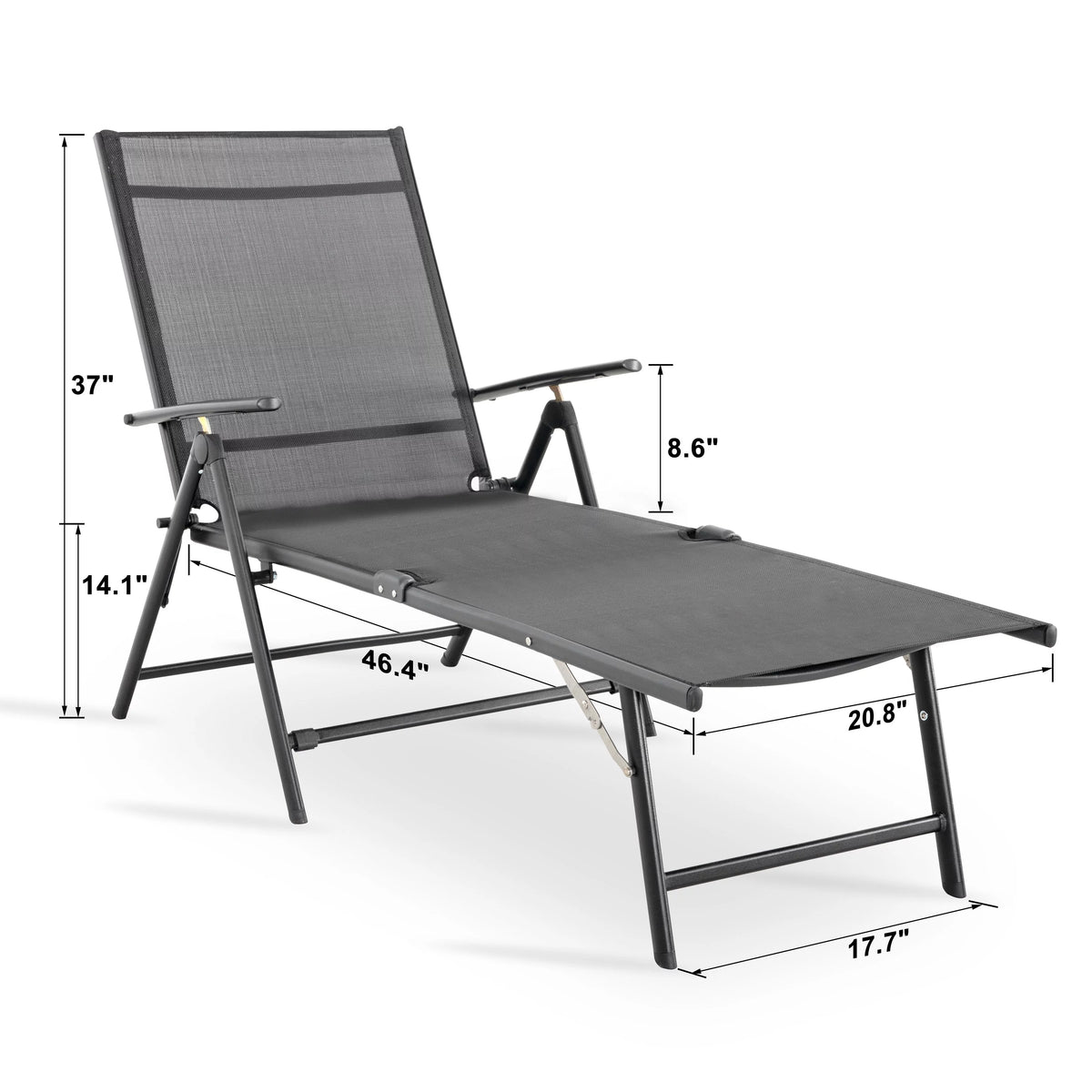 Outdoor Textilene Mesh Single Chaise Lounge Grey R252