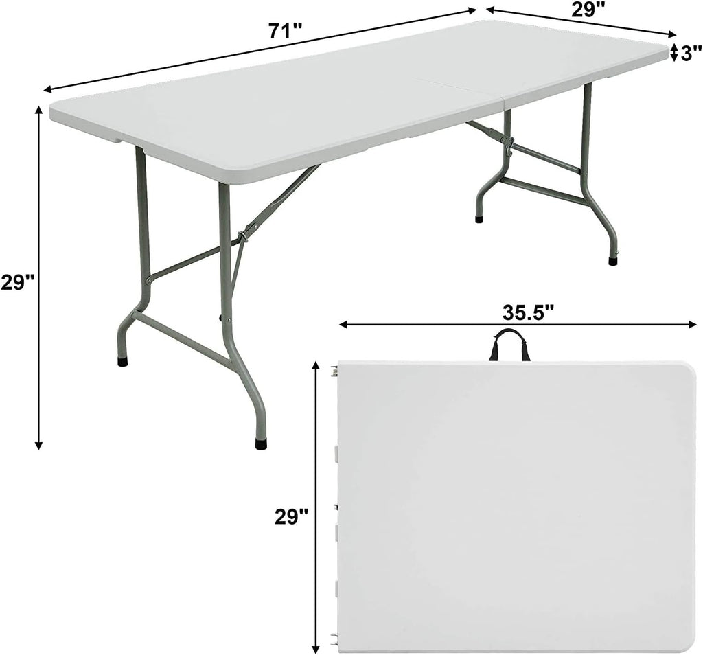 White 6 Ft Heavy Duty Folding Plastic Dining Table R932