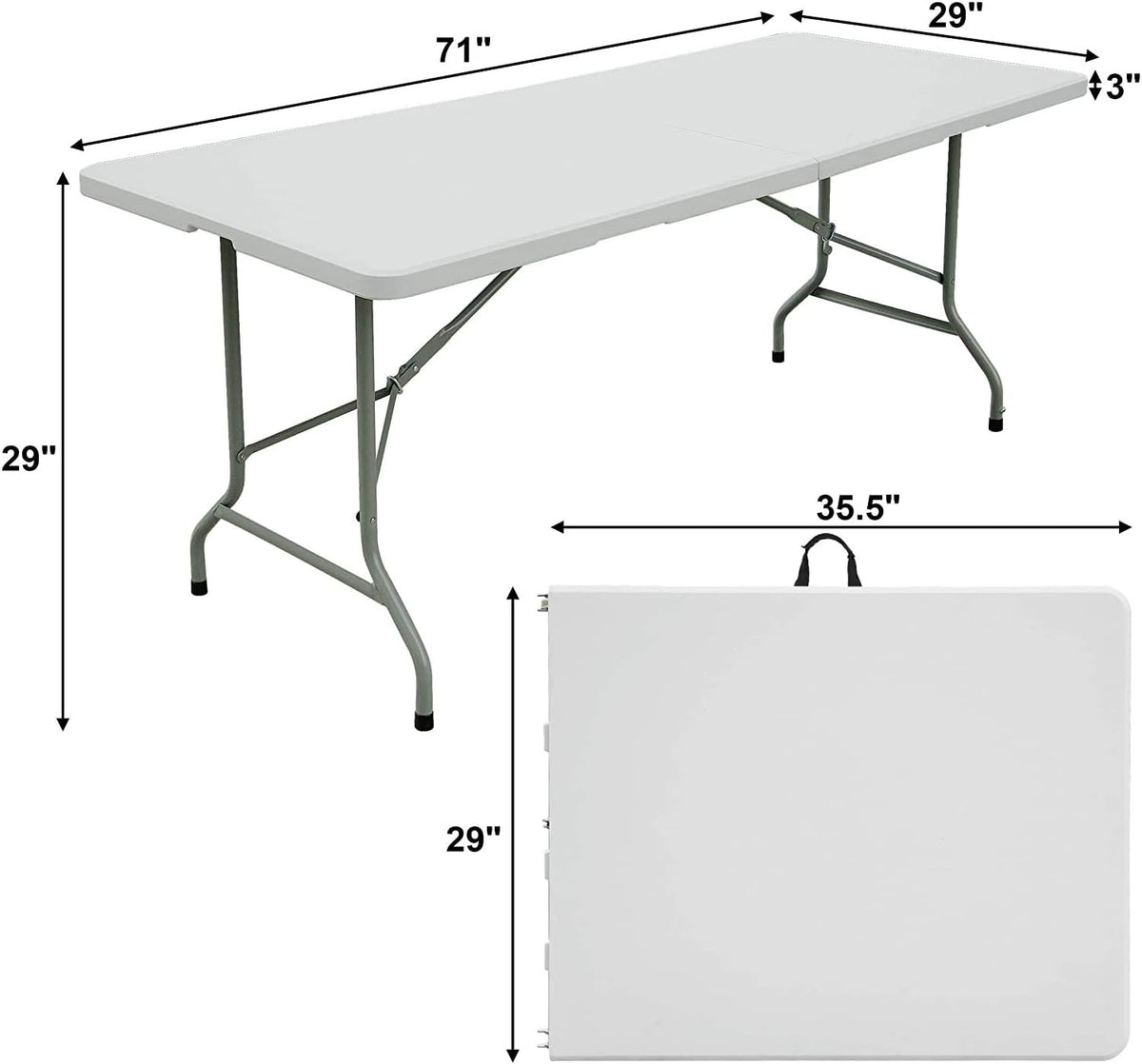 White 6 Ft Heavy Duty Folding Plastic Dining Table R932