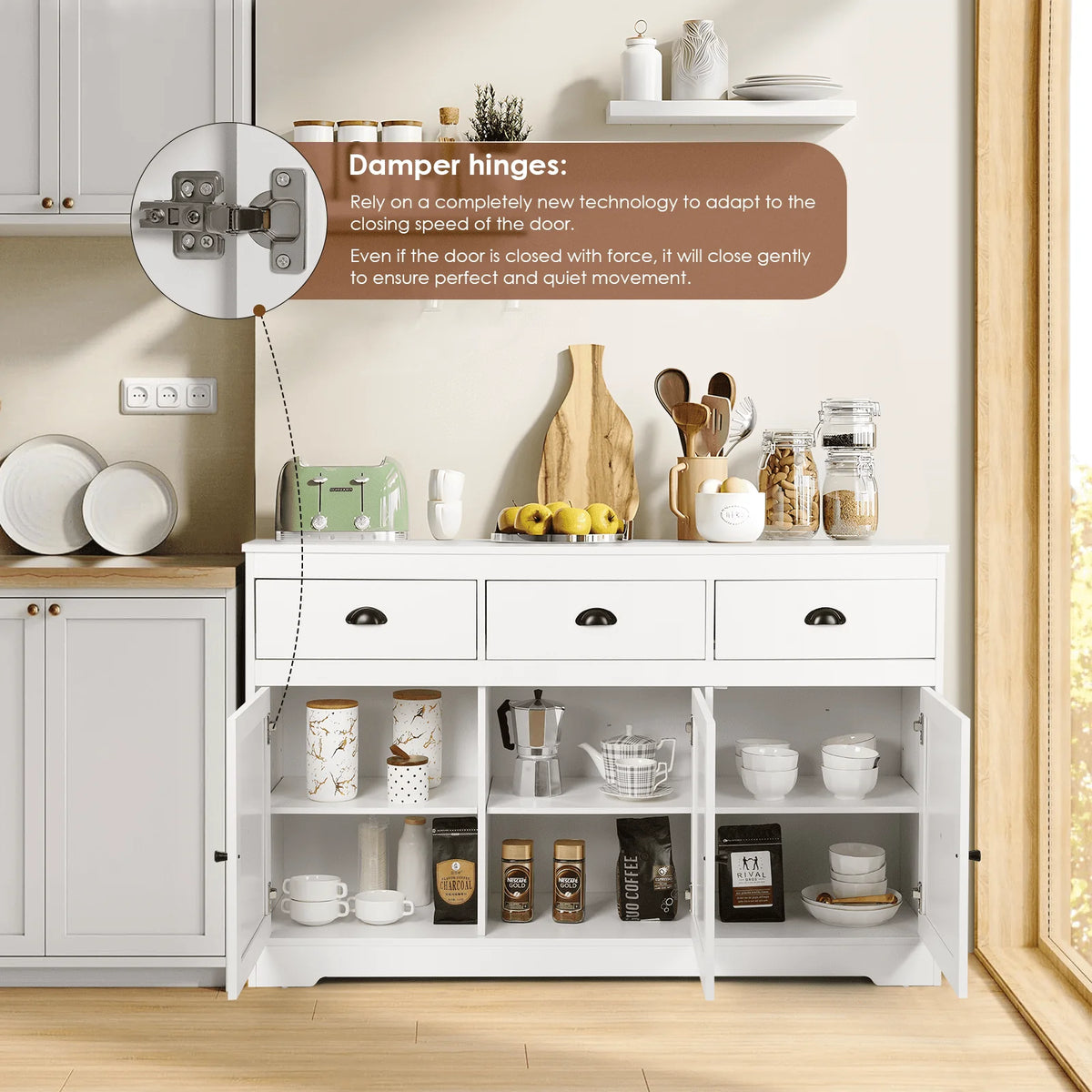 White Sideboard and Buffet with Drawers N215