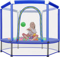 Green Mini Trampoline with Safety Enclosure Net and Pit Balls W72212