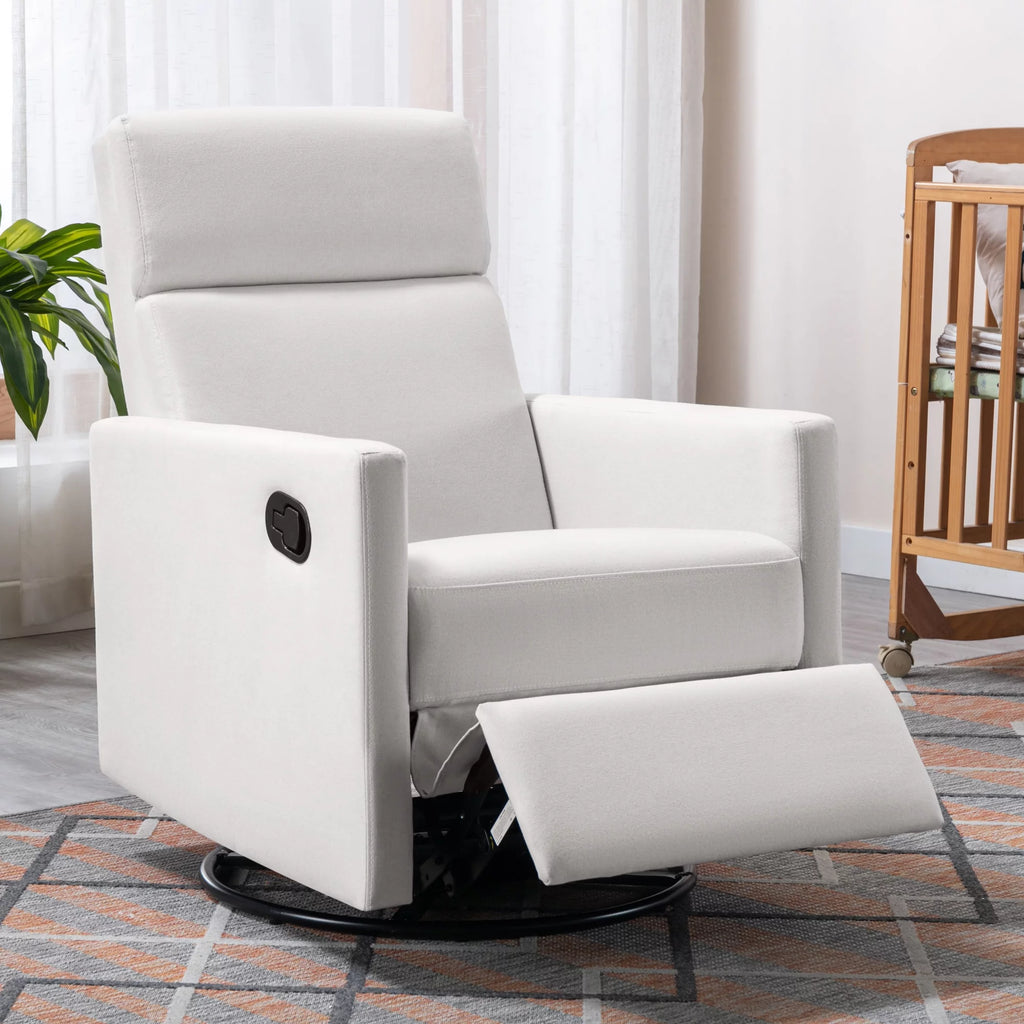 Beige Upholstered Swivel Recliner Chair P3472