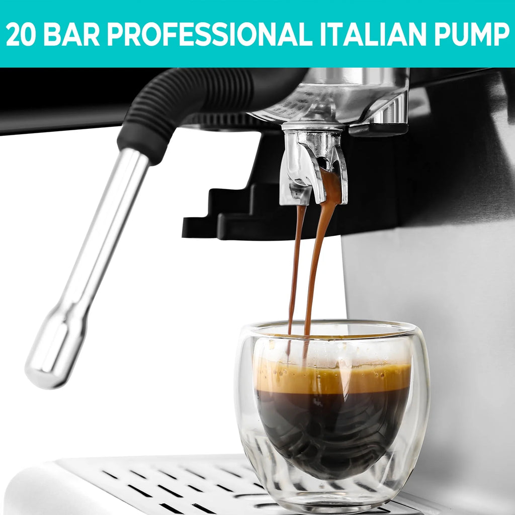 20 Bar Espresso Machine with Grinder and 92oz Water Tank I561