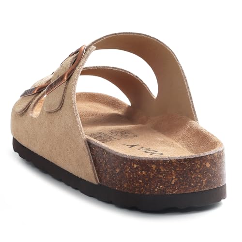 Cork Footbed Slide Sandal with Adjustable Buckle E766
