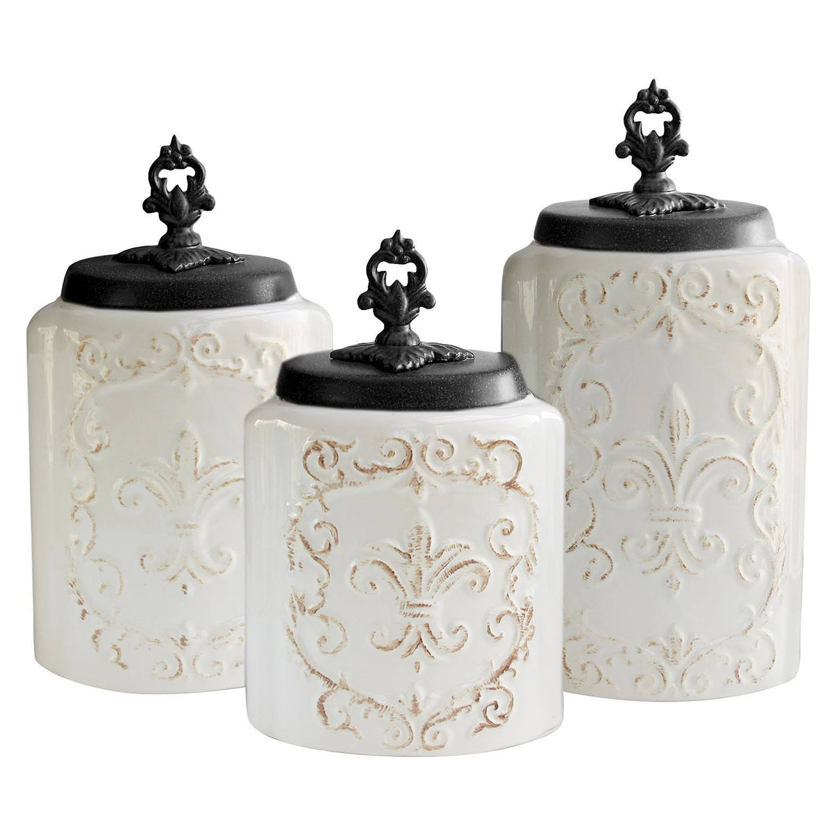 3-Piece White Canister Set J1922