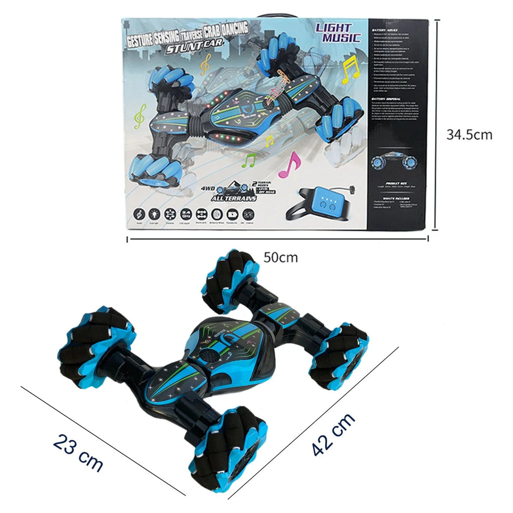 Blue 4WD 2.4Ghz Remote Control Stunt Car Toy J807680
