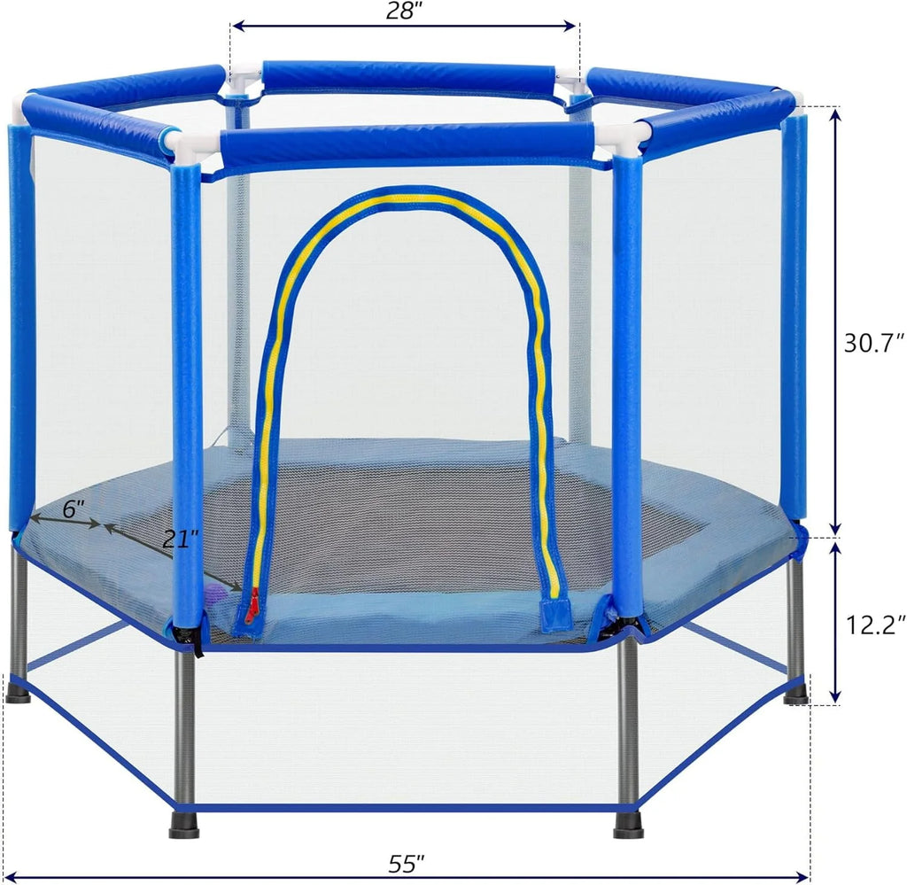 Green Mini Trampoline with Safety Enclosure Net and Pit Balls W72212