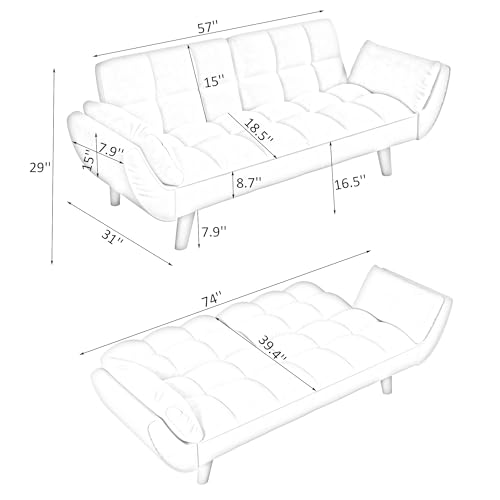 Black Velvet Convertible Sleeper Futon Sofa Bed B36708