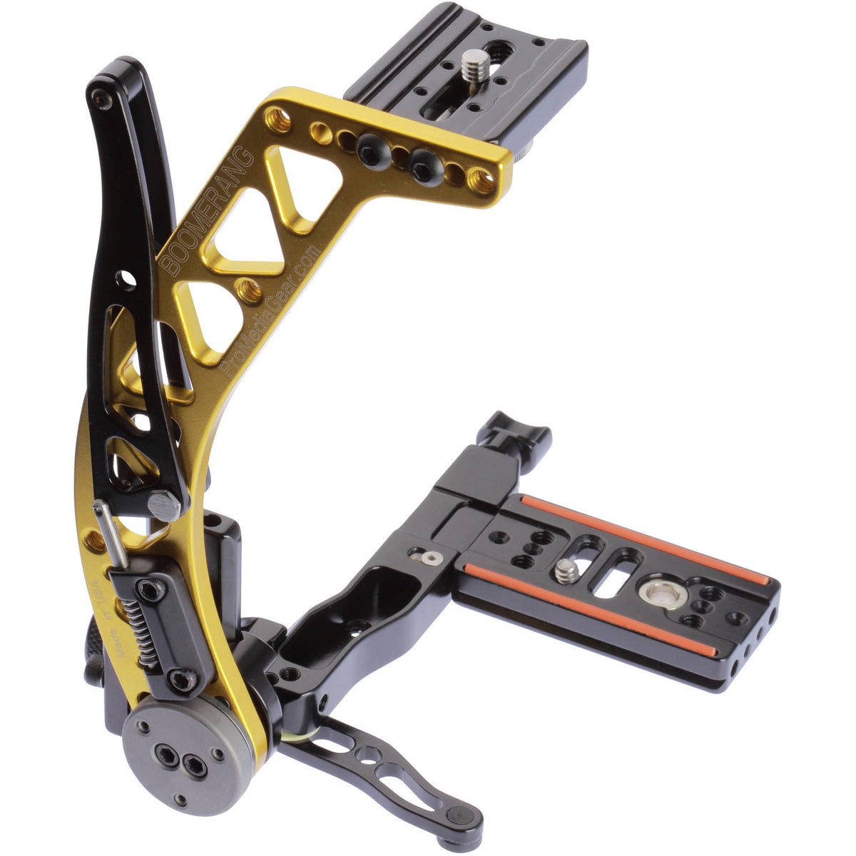 Gold Right-Handed Rotating Flash Bracket with Universal QR Plate K793