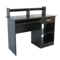 Black Wood Computer Desk with Drawer and Keyboard Tray Q8341