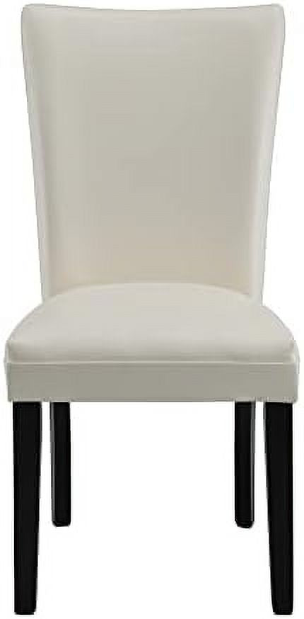 Ivory White Leather Surface Solid Wood Accent Chairs T209818