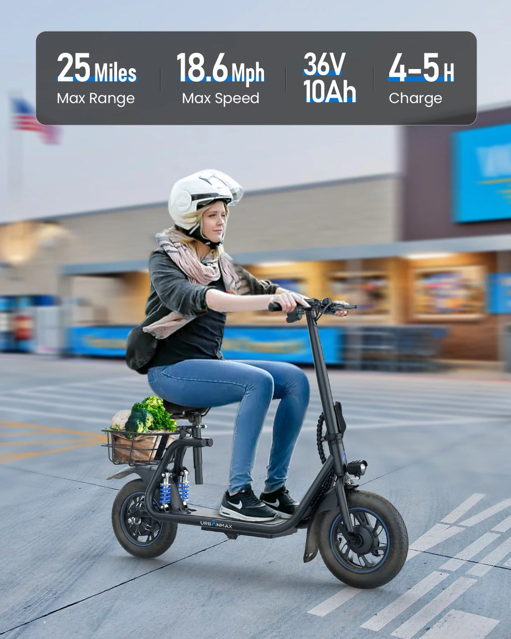 Electric Scooter with Seat and Carry Basket I546
