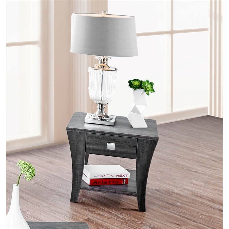 Gray 1-Drawer Wood End Table V5841