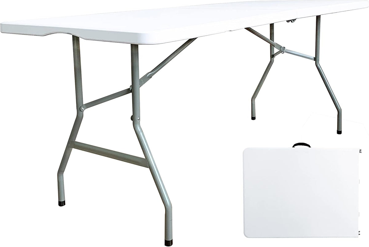 6 Foot Folding Table, Indoor Outdoor Portable Plastic Utility Table, White J410