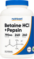 Betaine HCl + Pepsin 790mg 240 Capsules Gluten Free Non-GMO I5712