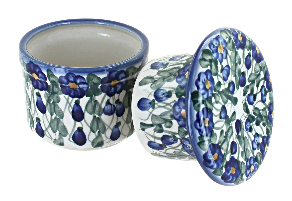 Blue Rose Polish Pottery French Butter Dish Z1803