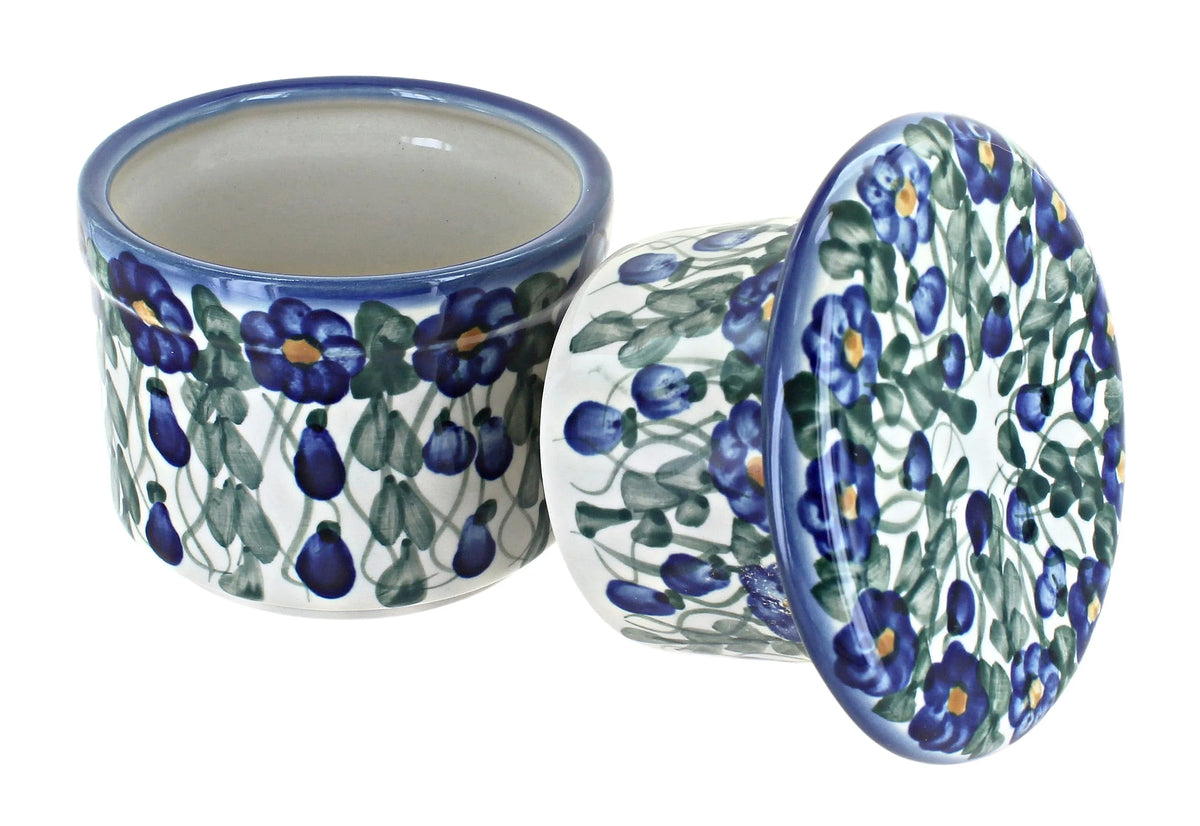 Blue Rose Polish Pottery French Butter Dish Z1803
