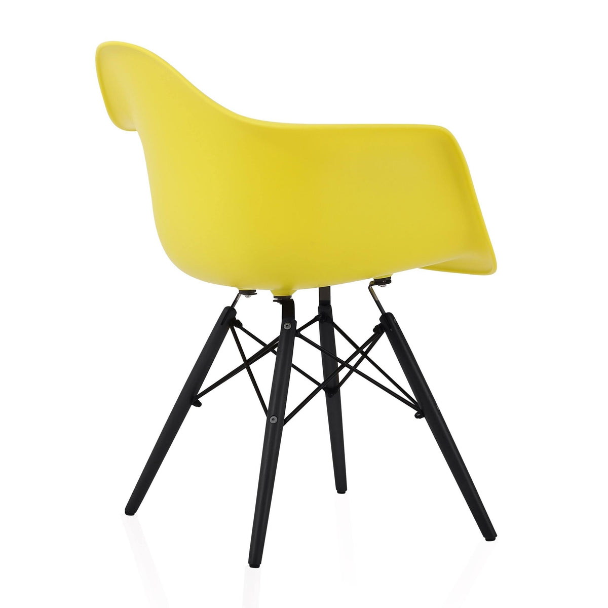 Light Yellow Molded Plastic Dining Arm Chair with Black Wood Legs K905