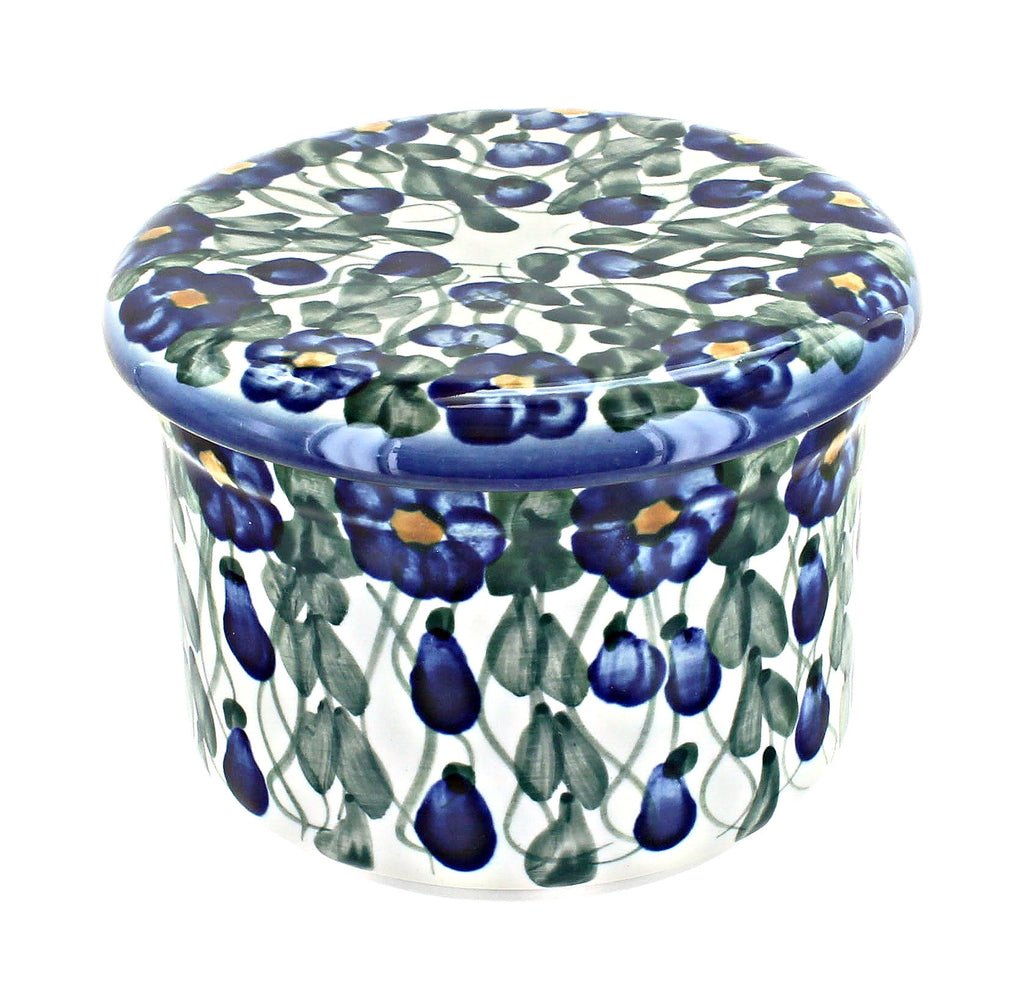 Blue Rose Polish Pottery French Butter Dish Z1803