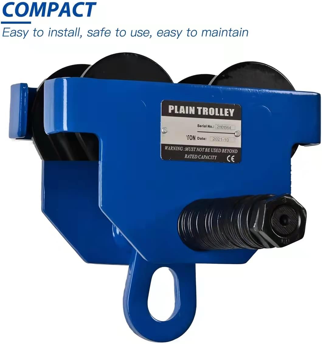 Heavy Duty Push Beam Trolley, 4400LBS Capacity, 3-6.5 in Adjustable Flange O85684