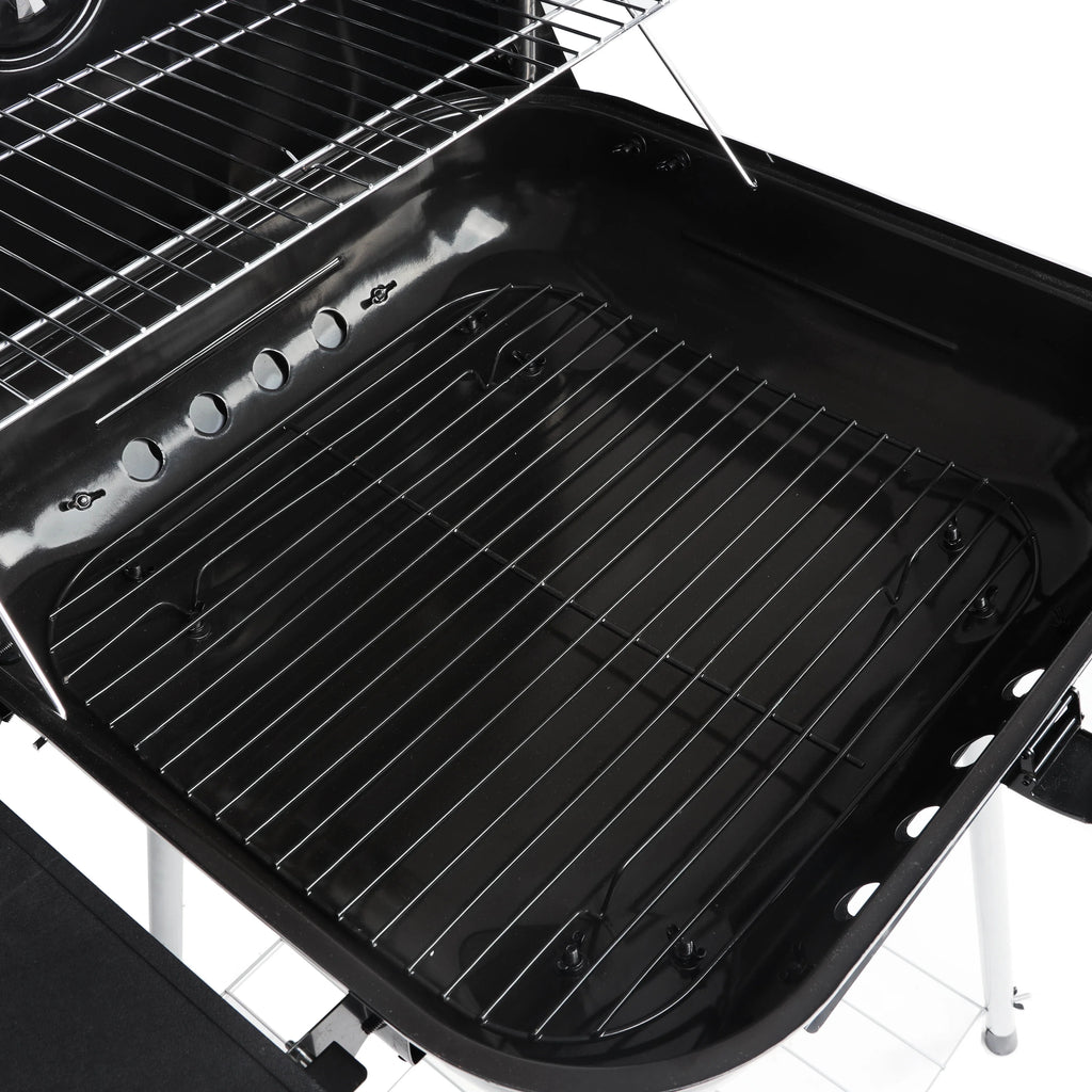 22 Square Steel Charcoal Grill with Foldable Side Shelf, Black Q39667