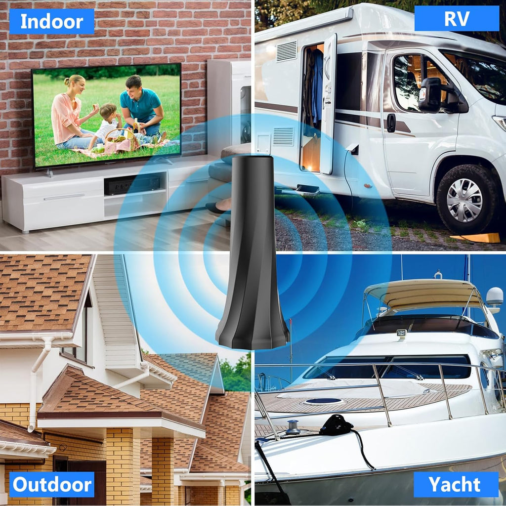Indoor TV Antenna with Amplifier Signal Booster and 25ft Coaxial Cable P62688