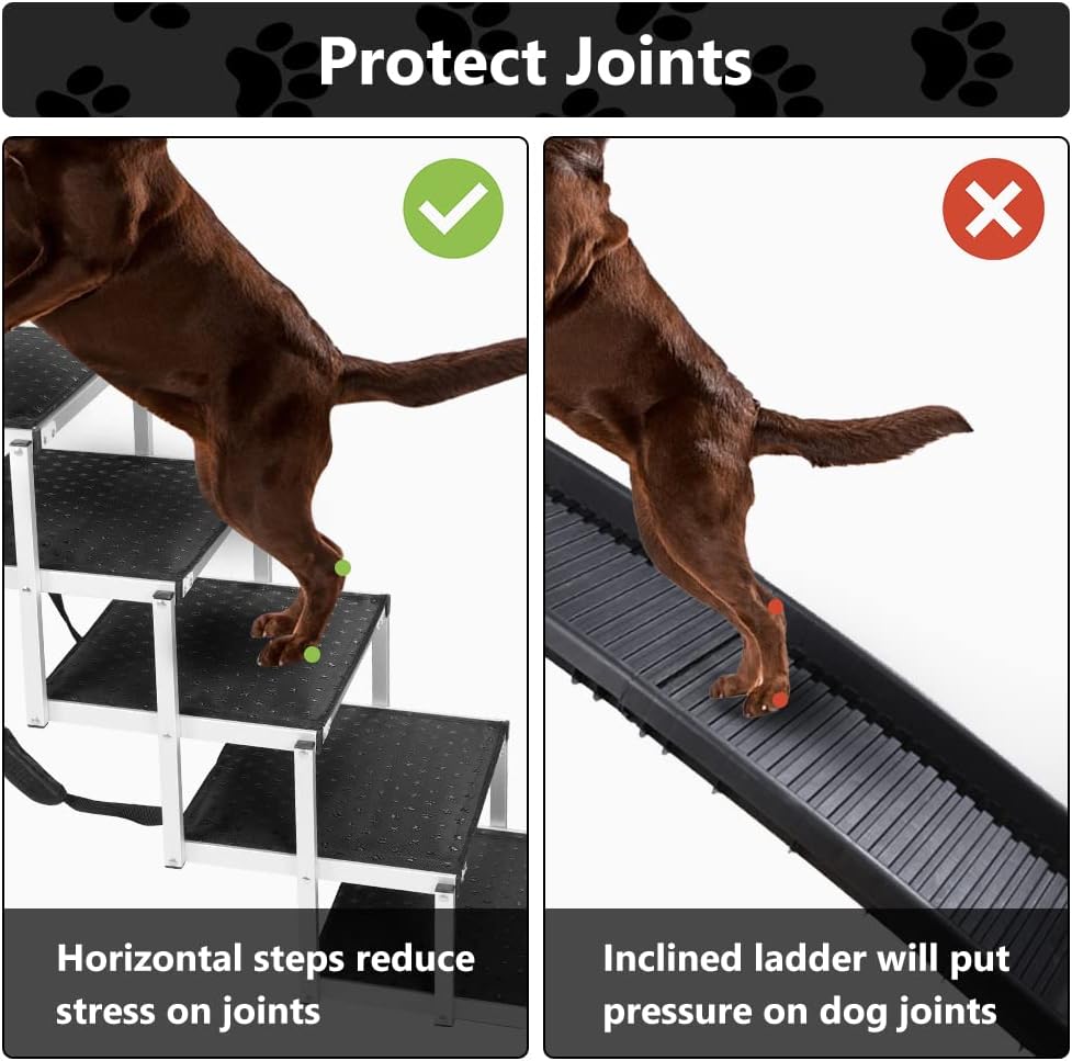 Foldable Aluminum 5 Steps Dog Stairs with Non-Slip Surface H270433