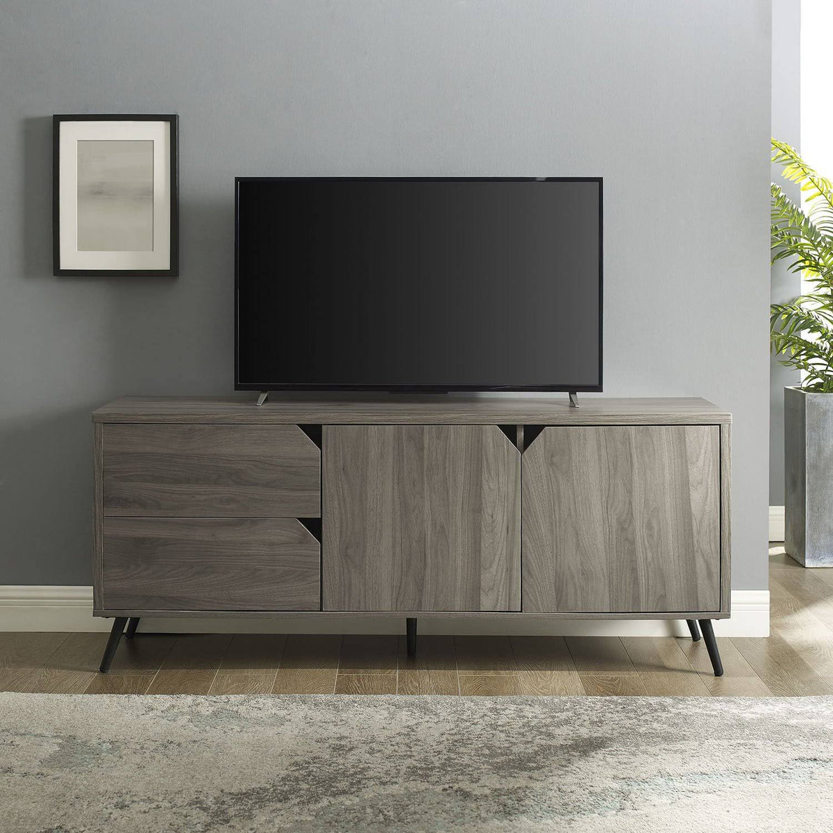 Mid-Century TV Console - Dark Walnut U8127
