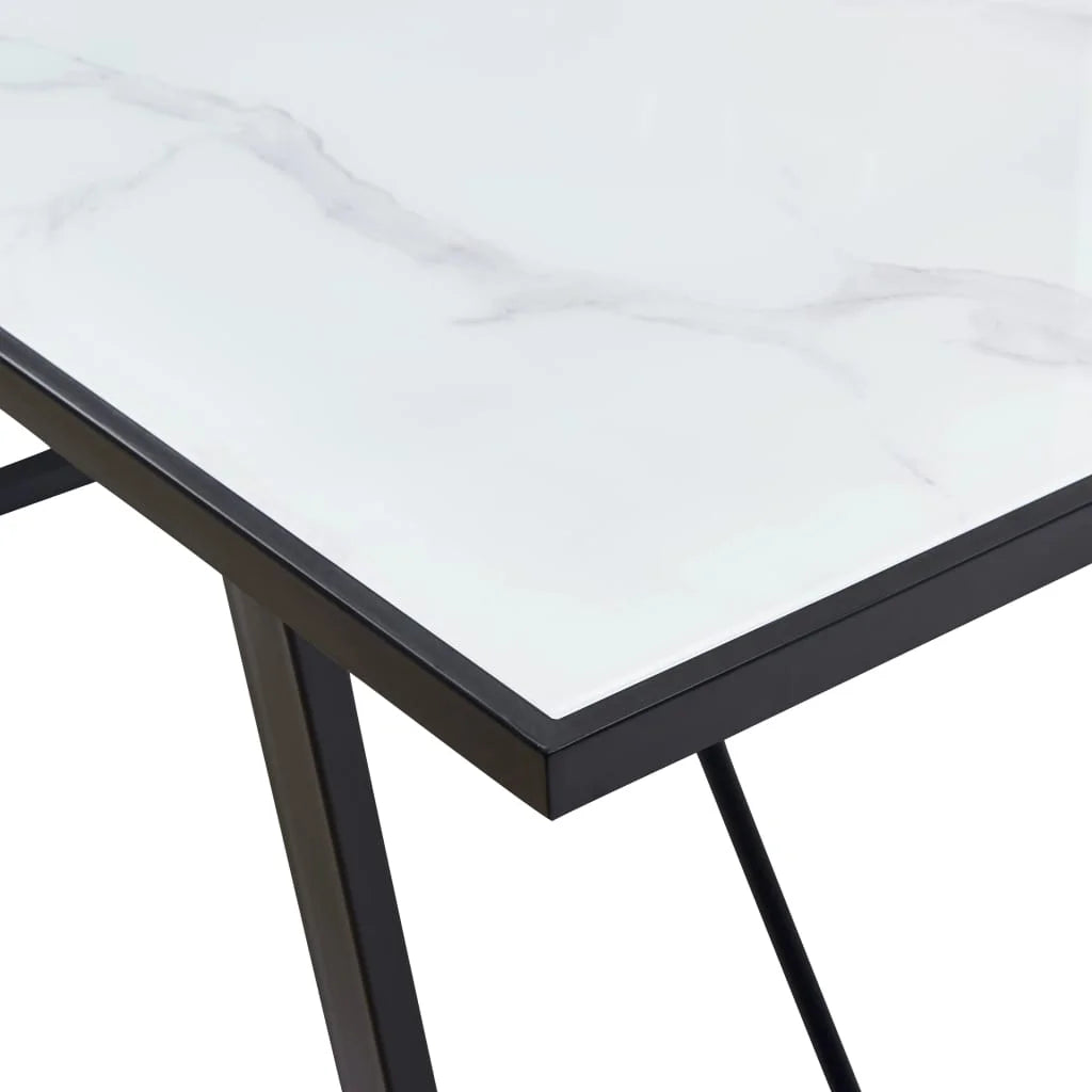 White Tempered Glass Dining Table D86491