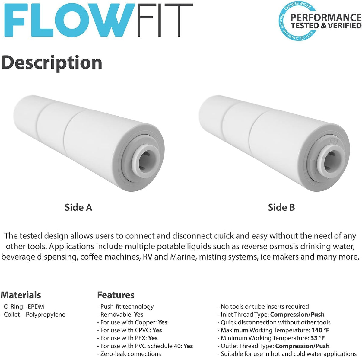 Reverse Osmosis Flow Restrictor With Quick Connect Fitting 1000 ML E799025