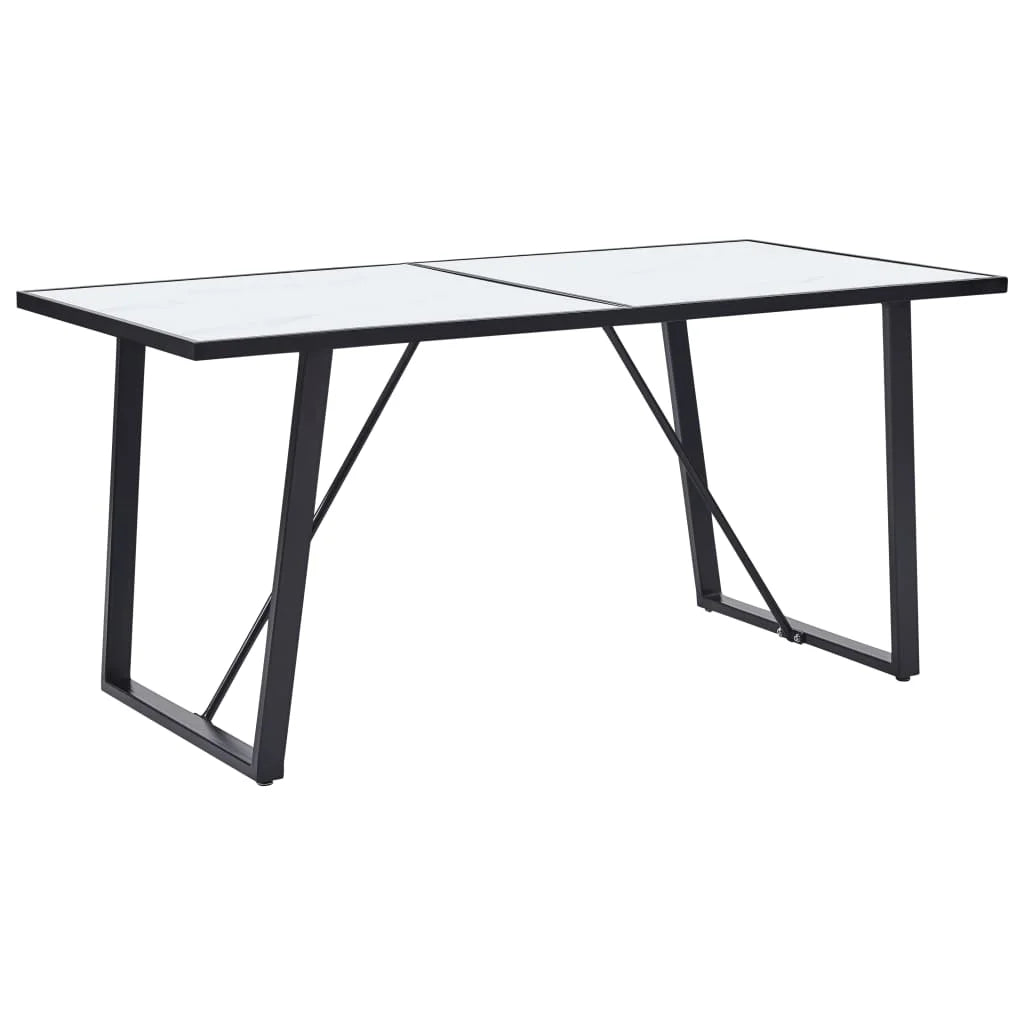 White Tempered Glass Dining Table D86491
