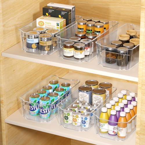 Clear BPA Free Fridge Organizer Bins with Handle, 12.5 inch 8 Pack X770415