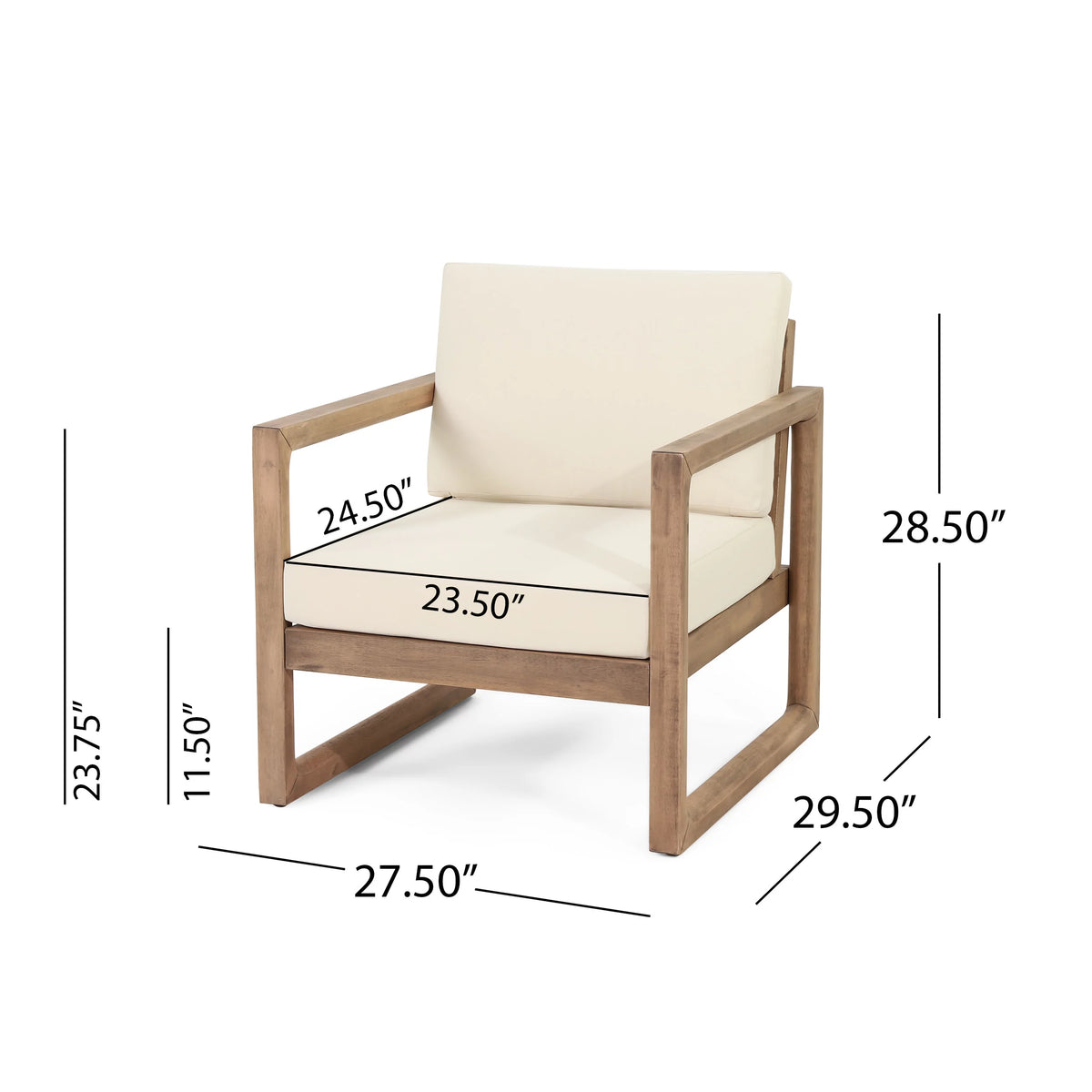 Acacia Wood Outdoor Club Chair with Cushions M646378