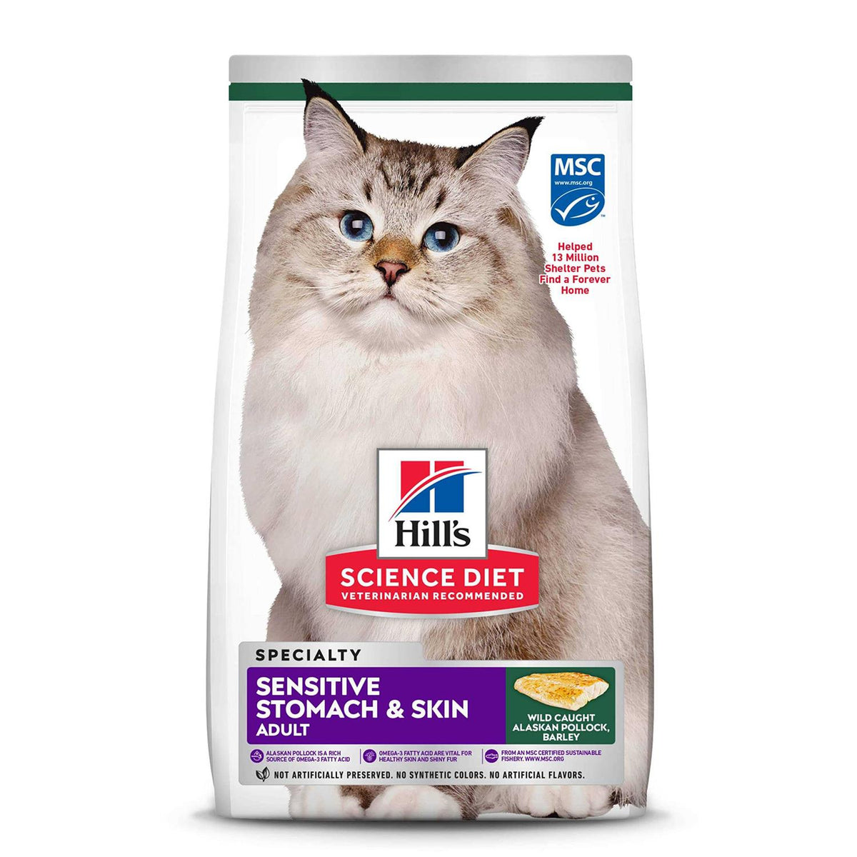 Adult Sensitive Stomach & Skin Pollock Meal & Barley Recipe Dry Cat Food X8304