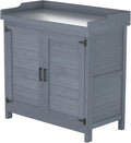 Wooden Outdoor Storage Cabinet with Potting Bench Y834036