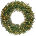 Pre-Lit Artificial Christmas Wreath, Green, 48 Inches A397
