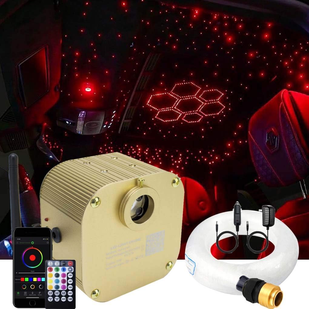Bluetooth Fiber Optic Star Ceiling Lighting Kits Mixed 335pcs 13.1ft Fiber Strands End Glow RGBW Music Mode Light Source L24317