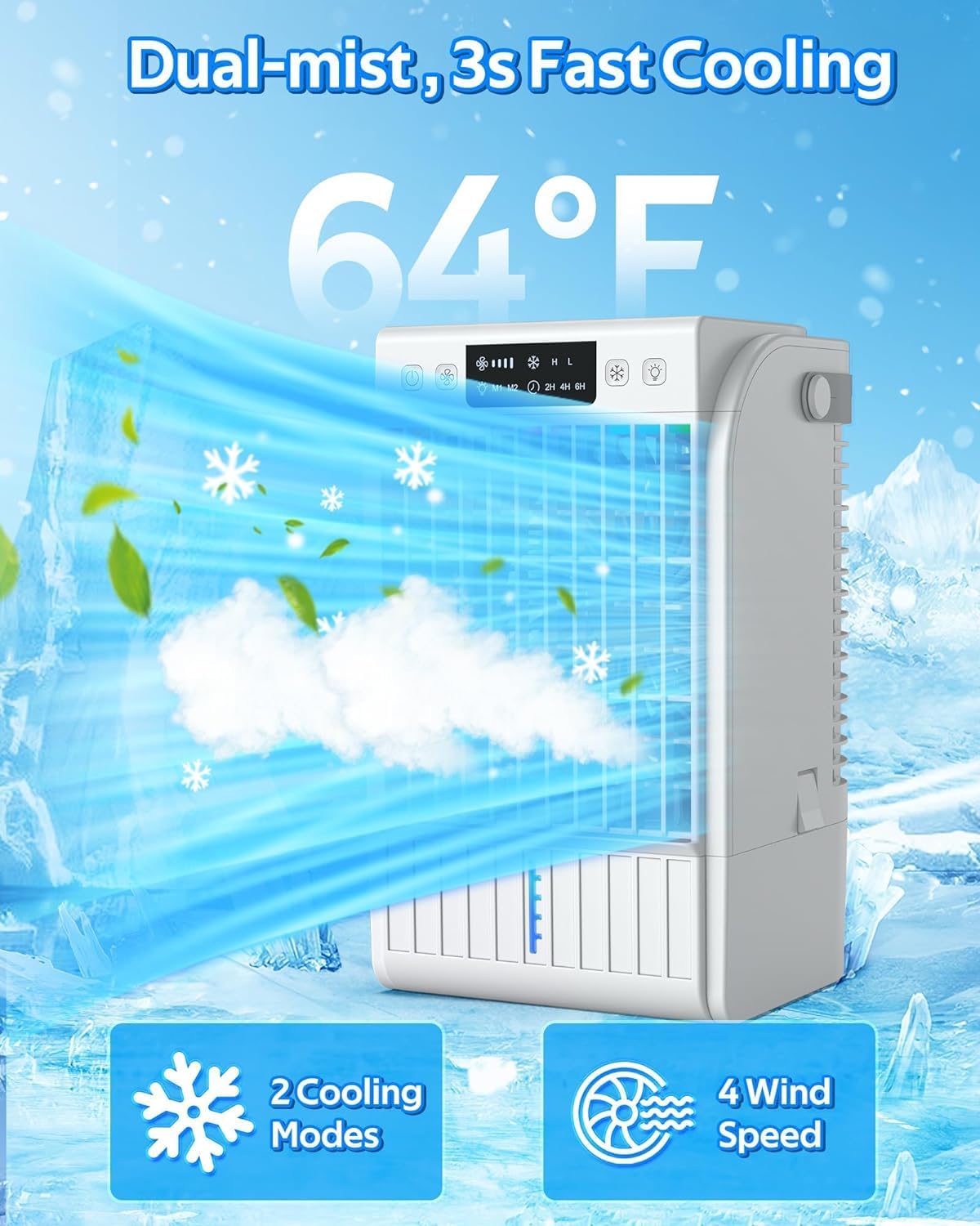 Portable Air Conditioners Fan 1500ML 4-IN-1 Evaporative Air Cooler N124727