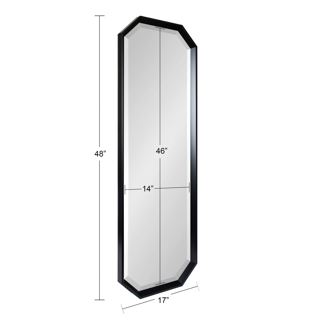 Octagon Wall Mirror, 17.5 x 49.5, Black S494101