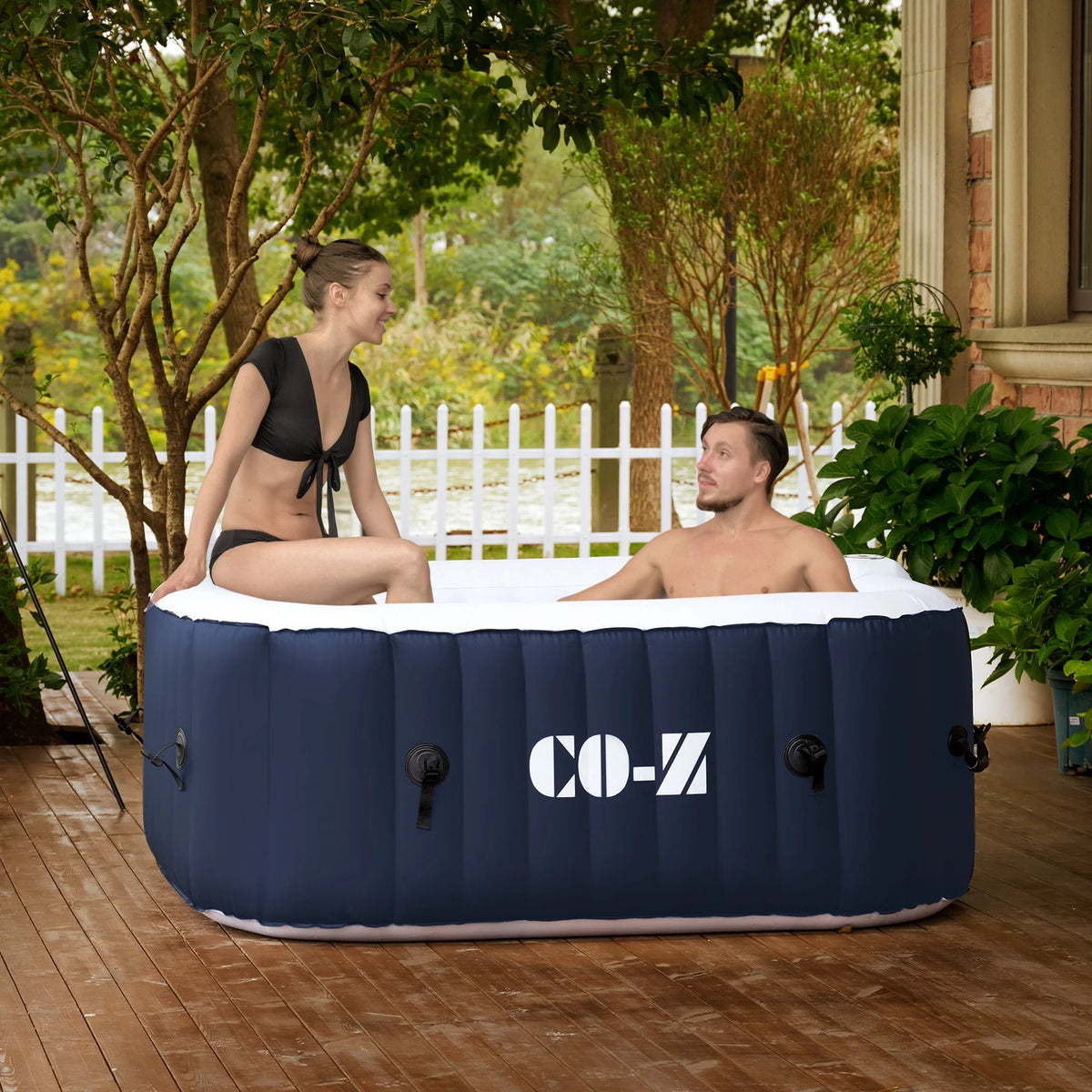 5x5ft Square Inflatable Spa Tub with 120 Massaging Jets Z859