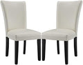 Ivory White Leather Surface Solid Wood Accent Chairs T209818