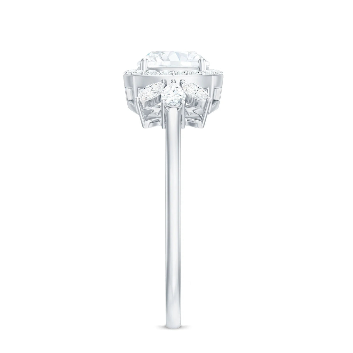 14K White Gold Cushion Cut Moissanite Halo Engagement Ring K135588