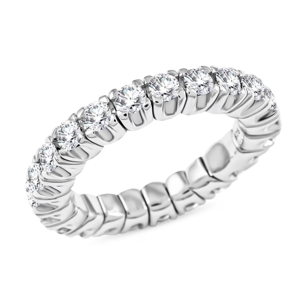 Moissanite Round 925 Sterling Silver Rhodium Plated Eternity Band Ring Size 9 Ct 1.85 S265