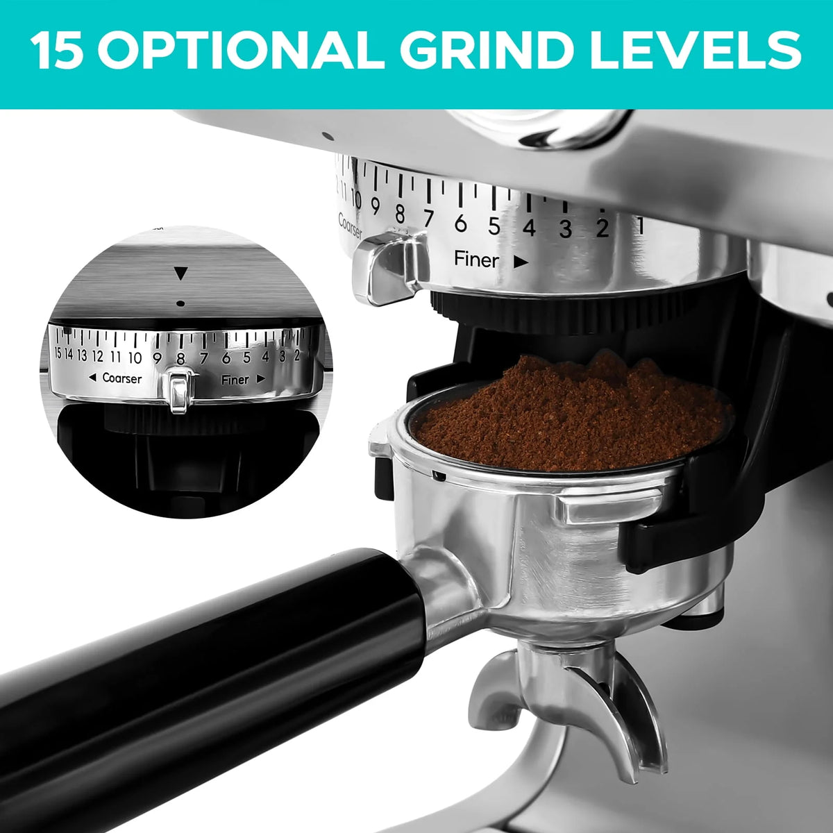 20 Bar Espresso Machine with Grinder and 92oz Water Tank I561